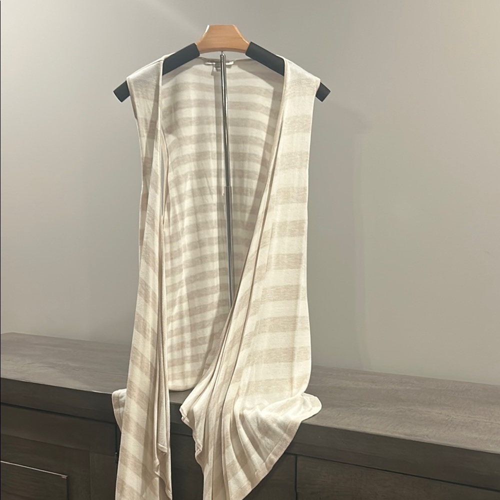 Coldwater Creek Beige and Cream Striped Vest